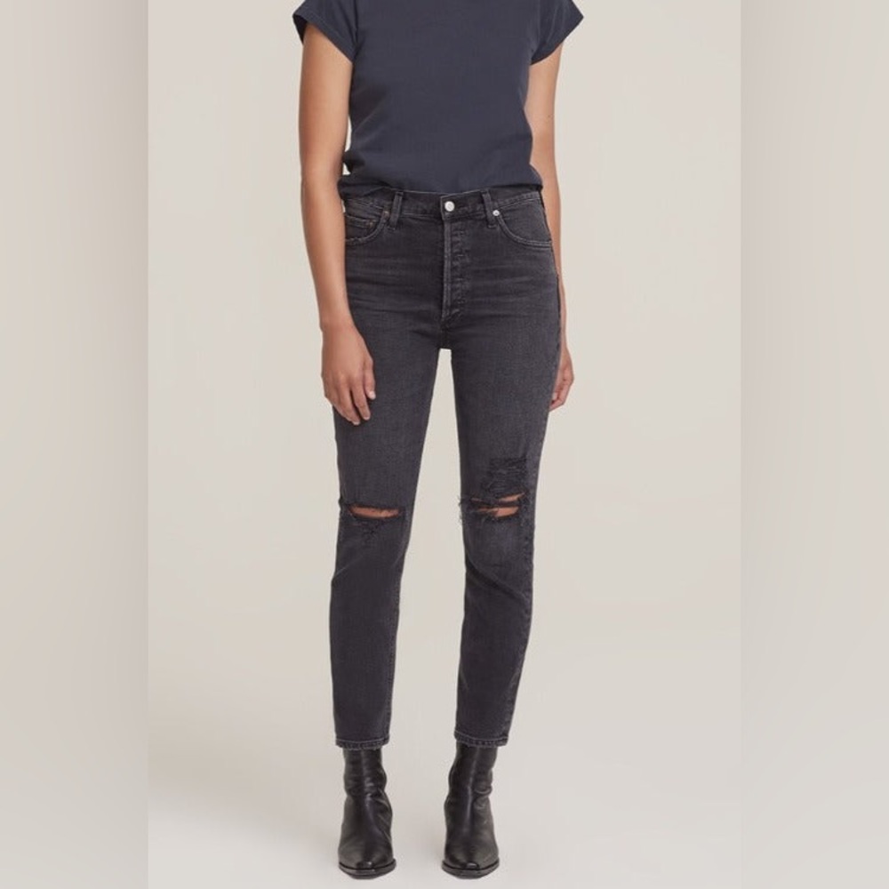 AGOLDE Nico: Cassette Black Distressed Women's Jeans